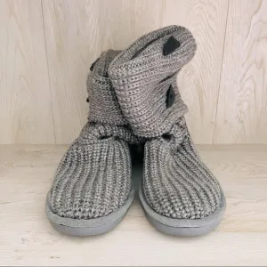 🩷 BearPaw Grey Knit Tall Boots Size 6