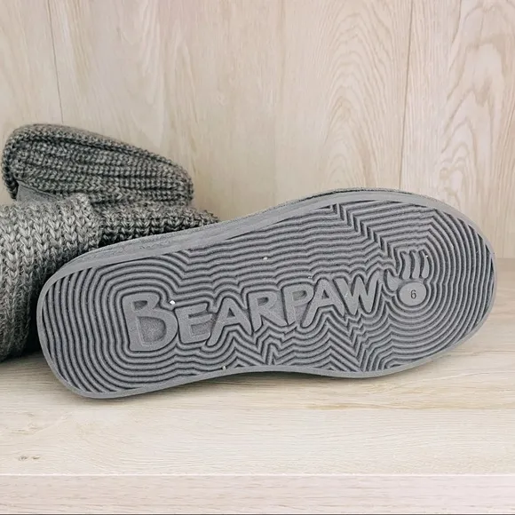 🩷 BearPaw Grey Knit Tall Boots Size 6