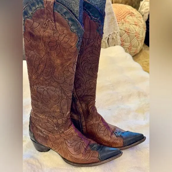 - FL 667-1 OLD GRINGO REBECA MAYRA STYLE BRASS BLACK 18&quot; TALL WOMENS BOOTS…