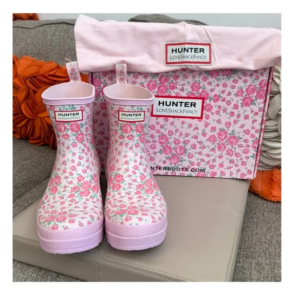❣️🆕 Hunter x LoveShackFancy Women's PLAY™ Short Rose Heart Rain Boots❣️