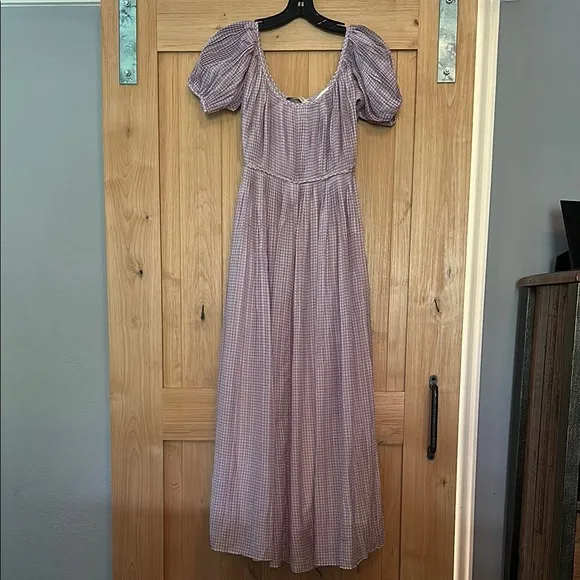 💜 NEW Tory Burch Belted Pleated Checked Cotton And Silk Voile Maxi Dress 💜