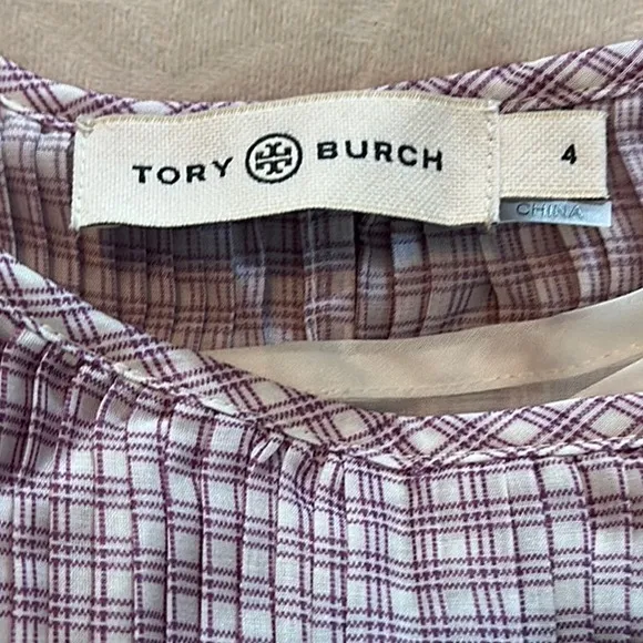 💜 NEW Tory Burch Belted Pleated Checked Cotton And Silk Voile Maxi Dress 💜