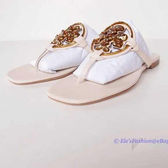 ❤️ NIB Tory Burch Jeweled Miller Leather Sandal Brie 6.5 7 7.5 8.5 9 9.5 AUTHNTC