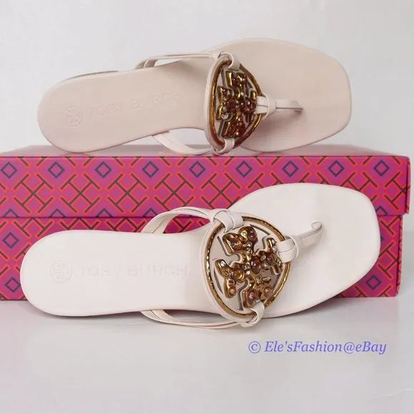 ❤️ NIB Tory Burch Jeweled Miller Leather Sandal Brie 6.5 7 7.5 8.5 9 9.5 AUTHNTC