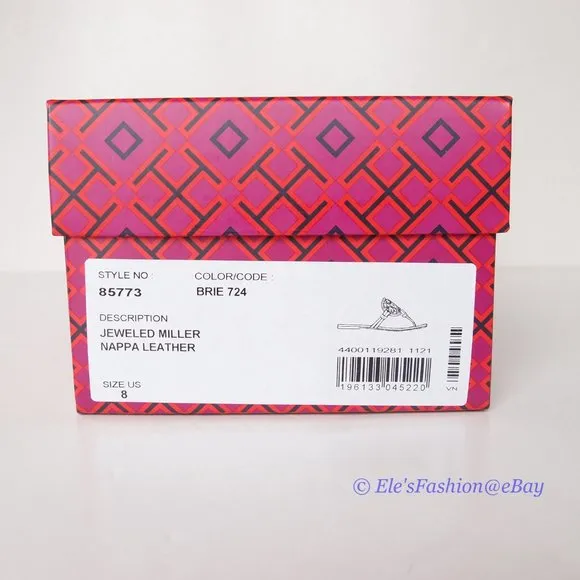 ❤️ NIB Tory Burch Jeweled Miller Leather Sandal Brie 6.5 7 7.5 8.5 9 9.5 AUTHNTC