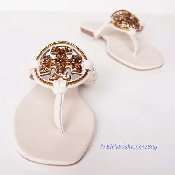 ❤️ NIB Tory Burch Jeweled Miller Leather Sandal Brie 6.5 7 7.5 8.5 9 9.5 AUTHNTC