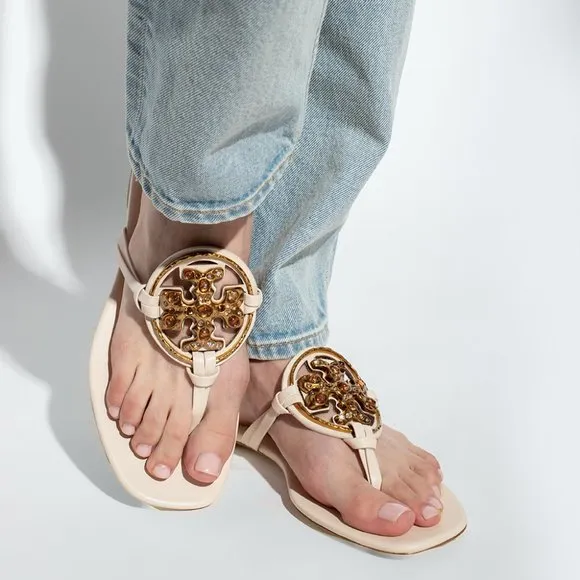 ❤️ NIB Tory Burch Jeweled Miller Leather Sandal Brie 6.5 7 7.5 8.5 9 9.5 AUTHNTC