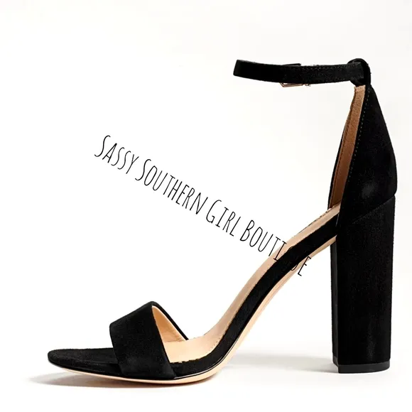 🆕⭐ Sam Edelman black suede leather ankle strap heels