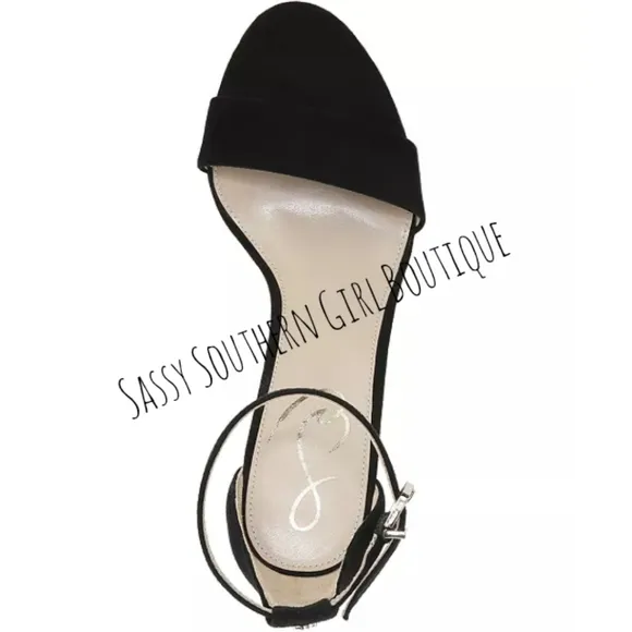 🆕⭐ Sam Edelman black suede leather ankle strap heels
