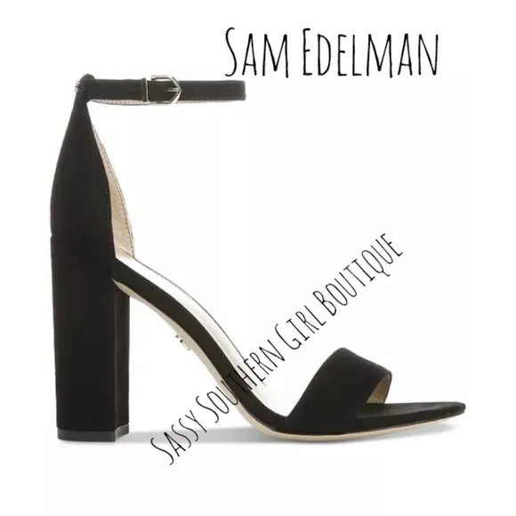 🆕⭐ Sam Edelman black suede leather ankle strap heels