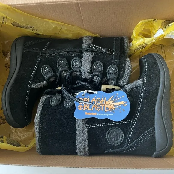 - Timberland Zesta Suede Tall Toddlers Boots Black Leather 84873 Winter Wo…