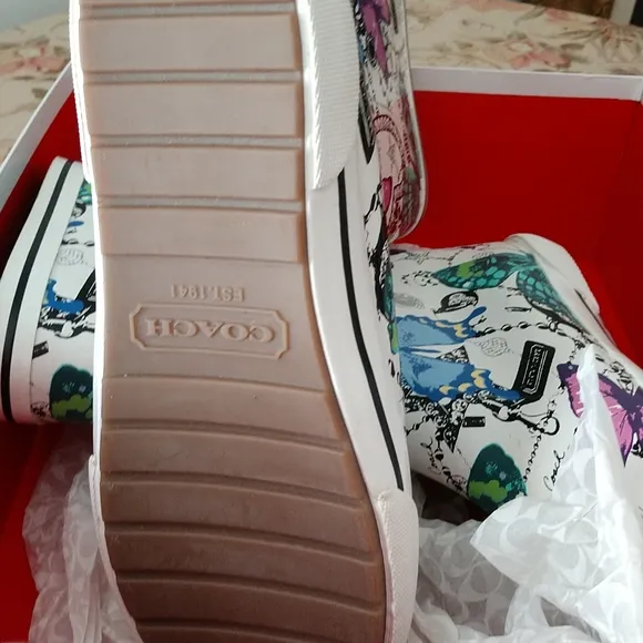 #10 PR PRICE REDUCED F COACH Ursula Jewel Butterfly Rain boots. NIB=NWT