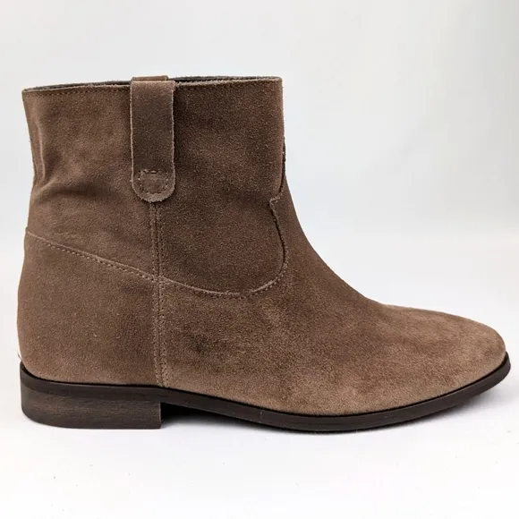 1980 Suede Western Short Boots Low Block Heel Cowgirl Festival Boho Tan EU38/7.5