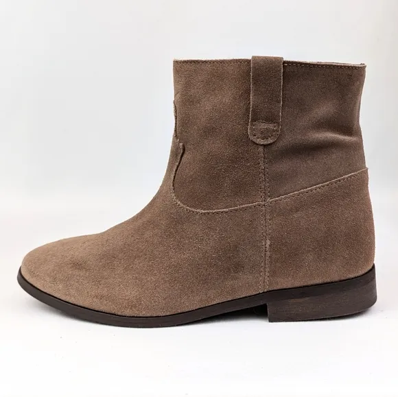 1980 Suede Western Short Boots Low Block Heel Cowgirl Festival Boho Tan EU38/7.5