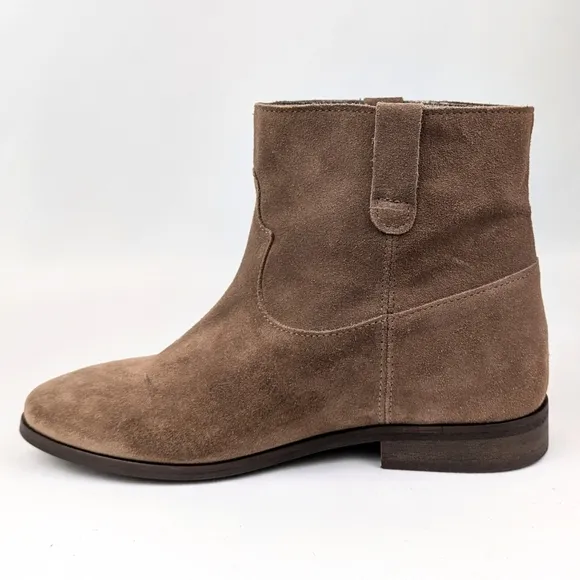 1980 Suede Western Short Boots Low Block Heel Cowgirl Festival Boho Tan EU38/7.5