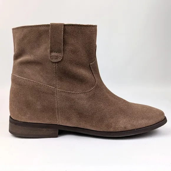 1980 Suede Western Short Boots Low Block Heel Cowgirl Festival Boho Tan EU38/7.5