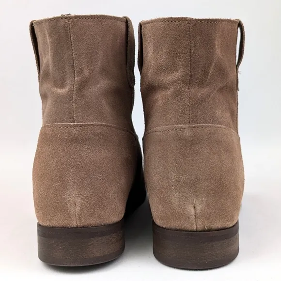 1980 Suede Western Short Boots Low Block Heel Cowgirl Festival Boho Tan EU38/7.5
