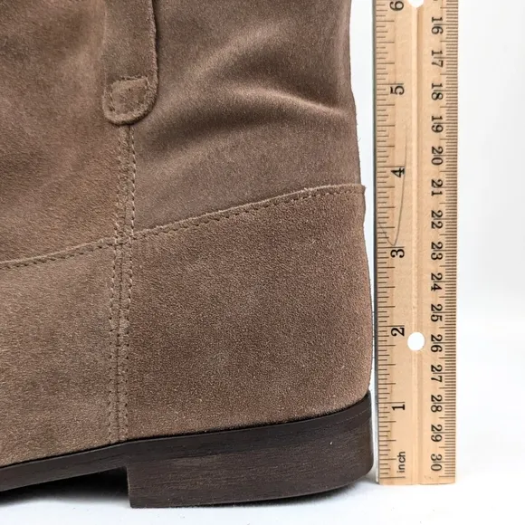 1980 Suede Western Short Boots Low Block Heel Cowgirl Festival Boho Tan EU38/7.5