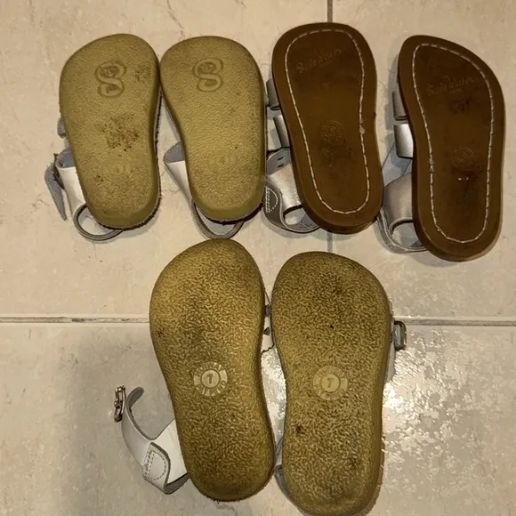 3 pairs of salt water baby girl shoes