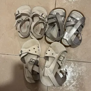 3 pairs of salt water baby girl shoes