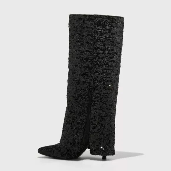 A New Day Women's Abba Sequin Foldover Tall Boots