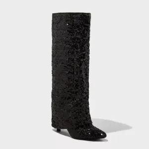 A New Day Women's Abba Sequin Foldover Tall Boots