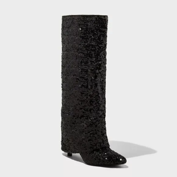 A New Day Women's Abba Sequin Foldover Tall Boots