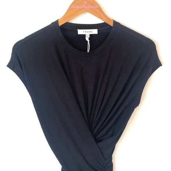 (AA4) Frame - Shirred Muscle Dress in Noir, Size XXS, NWT