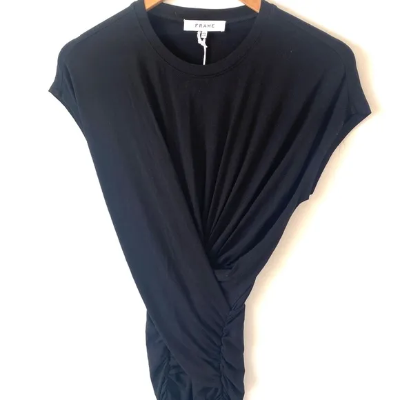 (AA4) Frame - Shirred Muscle Dress in Noir, Size XXS, NWT