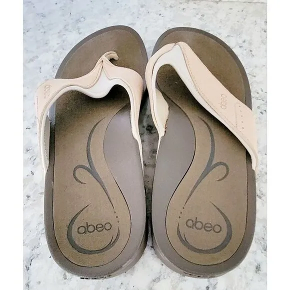 Abeo 7.5N Balboa Comfort Flip-Flops Thongs Tan NEW No Box