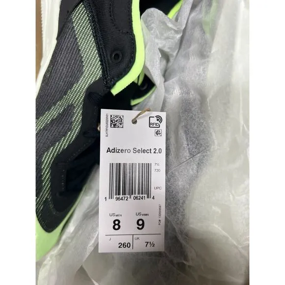 adidas Adizero Men's Size 8 Basketball Shoes Select 2.0 Women 9 Black Lime Green