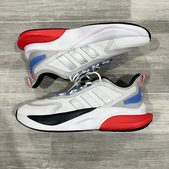 Adidas AlphaBounce   White Silver Red Blue Running‎ Shoes HP6139 Men Size 12 NEW