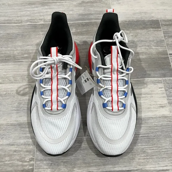 Adidas AlphaBounce   White Silver Red Blue Running‎ Shoes HP6139 Men Size 12 NEW