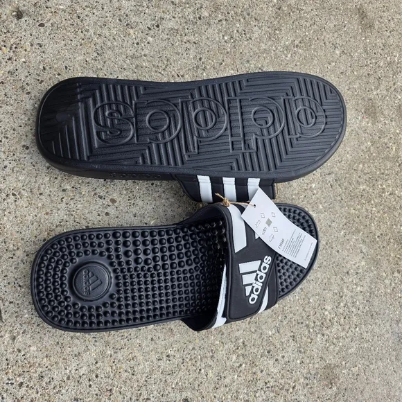 Adidas Black and White Slides Men Size 11
