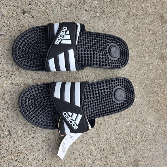Adidas Black and White Slides Men Size 11