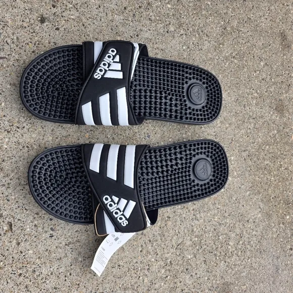 Adidas Black and White Slides Men Size 11