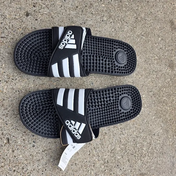 Adidas Black and White Slides Men Size 11