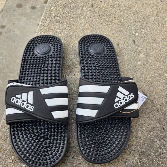 Adidas Black and White Slides Men Size 11