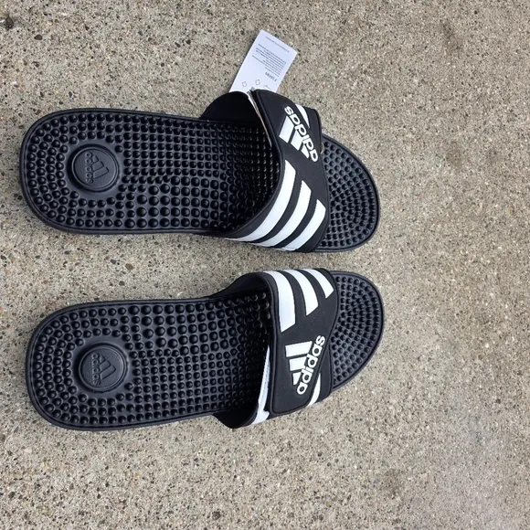 Adidas Black and White Slides Men Size 11