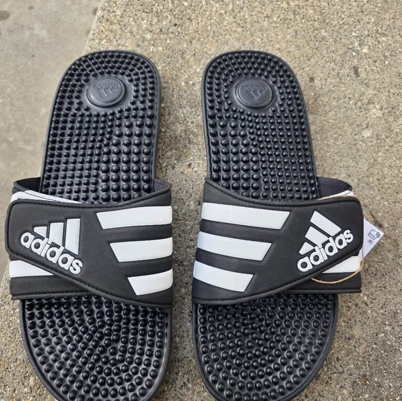 Adidas Black and White Slides Men Size 11