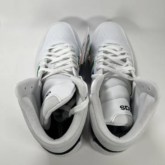 adidas Men's 11.5 Hoops 3.0 Mid Basketball Shoe White/Green/Team Royal Blue