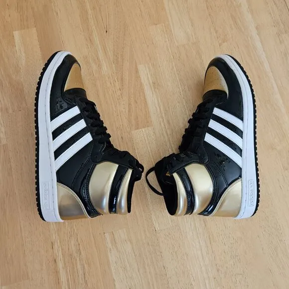 Adidas Shoes Mens Top Ten FX7873 Black Gold Basketball Sneakers Size 10
