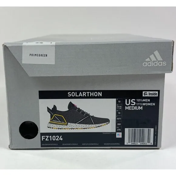 Adidas Solarthon Boost Primegreen Mens 10.5 Black Spikeless Golf Shoes FZ1024