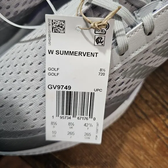 Adidas Summervent Grey Silver Purple Womens size 10 Spikeless Golf Shoes GV9749