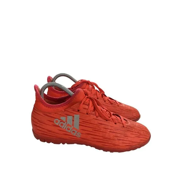 Adidas X 16.3 TF youth Size 3.5 Red With Striped Design  Soccer sneaker Shoes