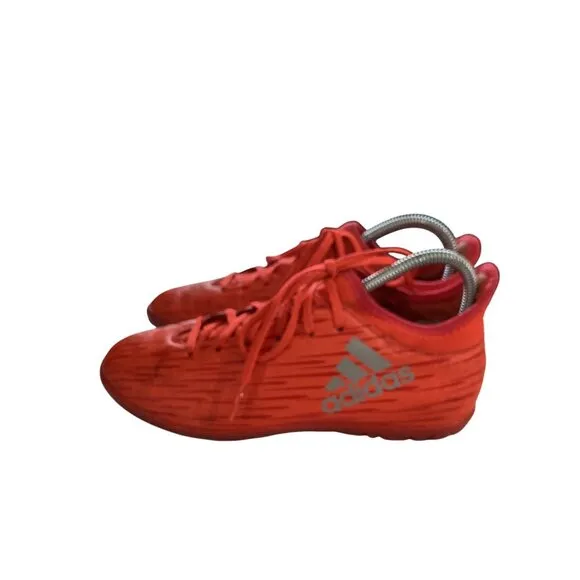 Adidas X 16.3 TF youth Size 3.5 Red With Striped Design  Soccer sneaker Shoes