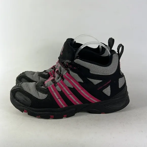 Adidas black grey pink water resistant high top athletic shoes us mens size 7