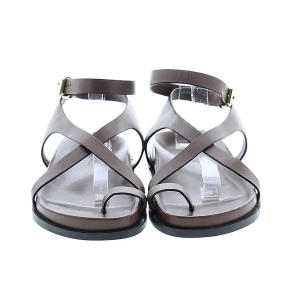 A.Emery Jalen Slim Women's Brown Leather Wrap Chunky Sandals