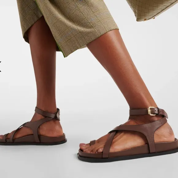 A.Emery Jalen Slim Women's Brown Leather Wrap Chunky Sandals
