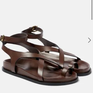 A.Emery Jalen Slim Women's Brown Leather Wrap Chunky Sandals
